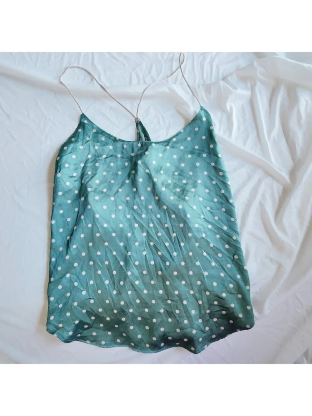 Victoria's Secret Pajama Set Womens S L Satin Cami Shorts Polka dot Shale Green